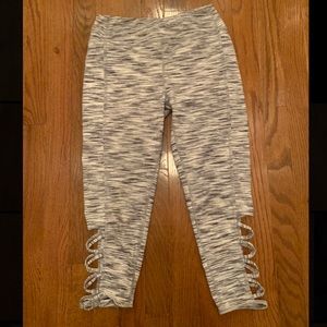 Grey white and black capri leggings
